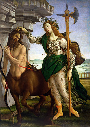 Athene and the Centaur, c.1480 | Botticelli | Giclée Leinwand Kunstdruck
