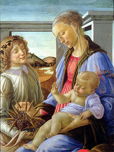 Madonna and Child with Angel, c.1472/75 | Botticelli | Giclée Leinwand Kunstdruck