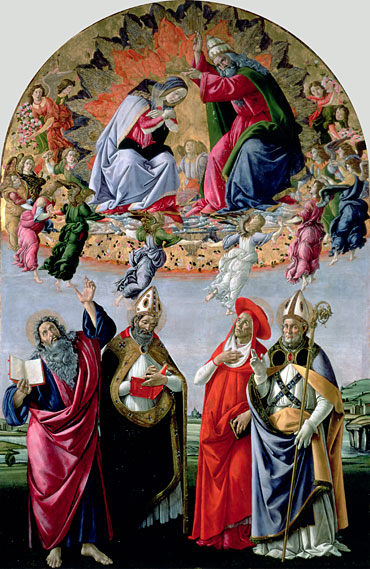 The Coronation of the Virgin (Altarpiece of St Mark), c.1480 | Botticelli | Giclée Leinwand Kunstdruck
