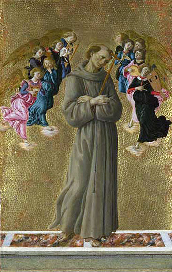 Saint Francis of Assisi with Angels, c.1475/80 | Botticelli | Giclée Leinwand Kunstdruck