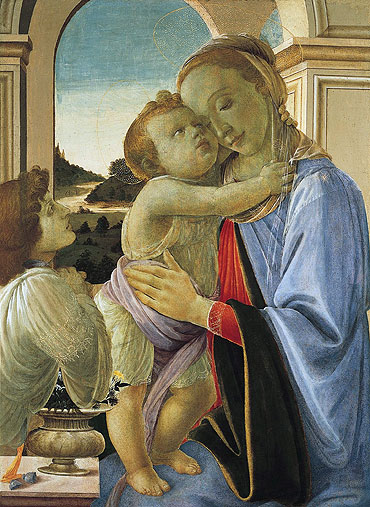 Madonna and Child with Adoring Angel, 1468 | Botticelli | Giclée Leinwand Kunstdruck