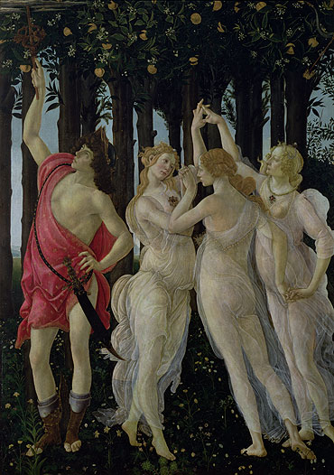Detail of the Three Graces and Mercury, from the Primavera, c.1482 | Botticelli | Giclée Canvas Print