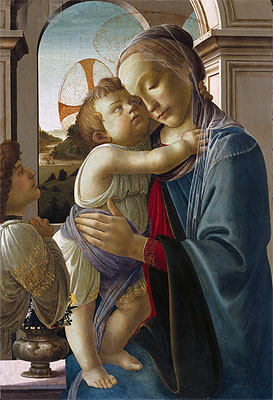 Virgin and Child with an Angel, c.1475/85 | Botticelli | Giclée Leinwand Kunstdruck