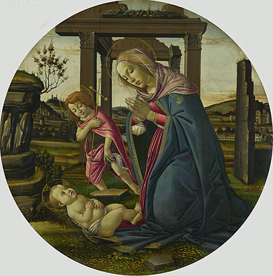 The Virgin and Child with Saint John the Baptist, c.1482/98 | Botticelli | Giclée Leinwand Kunstdruck