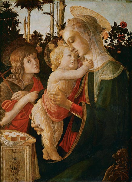Botticelli | Madonna und Kind mit dem jungen Johannes dem Täufer, c.1468 | Giclée Leinwand Kunstdruck