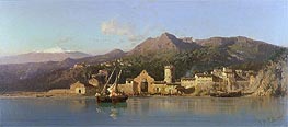 Alessandro la Volpe | View of Taormina, Sicily, Mount Etna in the Background, 1868 | Giclée Canvas Print