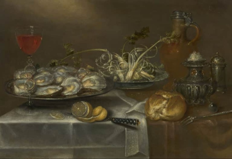 Still Life with Oysters, Wine Glass and a Small Sugar Barrel, c.1640/55 | Alexander Adriaenssen | Giclée Canvas Print