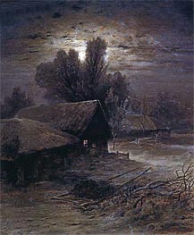 Alexey Savrasov | Moonlight Night in Village (Winter Night) | Giclée Canvas Print