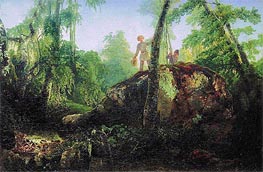 Stone in Wood at 'Flood'. View in Luzhina's Manor near Station Vlahernskaja | Alexey Savrasov | Painting Reproduction