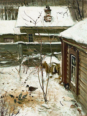 Court Yard. Winter, c.1870 | Alexey Savrasov | Giclée Leinwand Kunstdruck