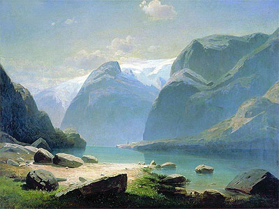 Lake in Mountains of Switzerland, 1866 | Alexey Savrasov | Giclée Leinwand Kunstdruck
