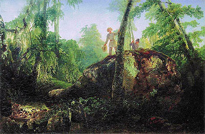 Stone in Wood at 'Flood'. View in Luzhina's Manor near Station Vlahernskaja, 1850 | Alexey Savrasov | Giclée Canvas Print