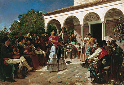 Gypsy Dance in the Gardens of the Alcazar before the Pavilion of Charles V, 1851 | Alfred Dehodencq | Giclée Canvas Print
