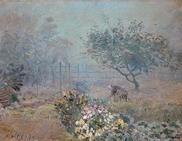 Foggy Morning, Voisins, 1874 von Alfred Sisley | Leinwand Kunstdruck
