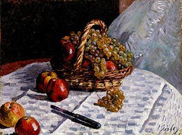 Still Life - Apples and Grapes, 1876 von Alfred Sisley | Leinwand Kunstdruck