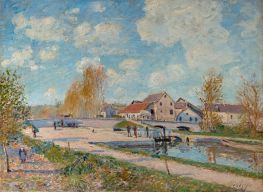 Die Schleuse Bourgogne in Moret, 1882 von Alfred Sisley | Giclée-Kunstdruck