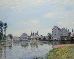 The Loing Flowing under the Moret Bridge, 1892 by Alfred Sisley | Giclée Art Print