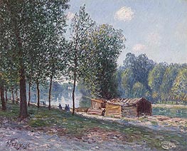 Cabins by the River Loing, Morning | Alfred Sisley | Gemälde Reproduktion