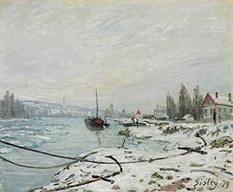 Mooring Lines, the Effect of Snow at Saint-Cloud | Alfred Sisley | Painting Reproduction