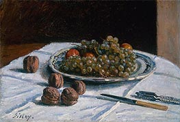 Grapes and Walnuts on a Table, 1876 von Alfred Sisley | Leinwand Kunstdruck