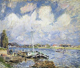Boats on the Seine, c.1877 by Alfred Sisley | Canvas Print