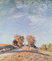 Uphill Road in Sunshine, 1891 von Alfred Sisley | Leinwand Kunstdruck