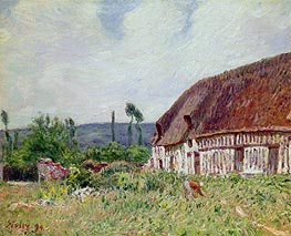 Thatched Cottage in Normandy, 1894 von Alfred Sisley | Leinwand Kunstdruck