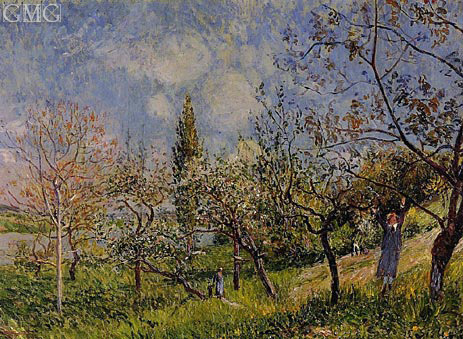 Ein Obstgarten im Frühling, By, 1881 | Alfred Sisley | Giclée Leinwand Kunstdruck