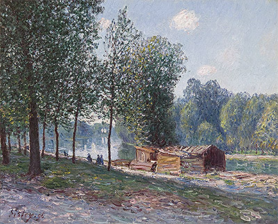 Cabins by the River Loing, Morning, 1896 | Alfred Sisley | Giclée Leinwand Kunstdruck