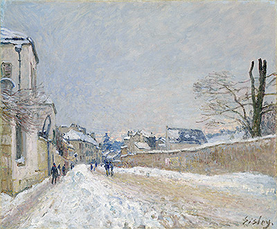 Rue Eugène Moussoir at Moret: Winter, 1891 | Alfred Sisley | Giclée Leinwand Kunstdruck