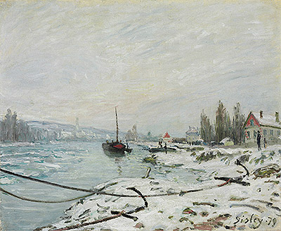 Mooring Lines, the Effect of Snow at Saint-Cloud, 1879 | Alfred Sisley | Giclée Leinwand Kunstdruck