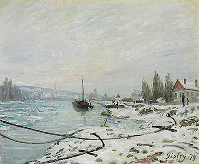 Festmacherleinen, der Schnee-Effekt in Saint-Cloud, 1879 | Alfred Sisley