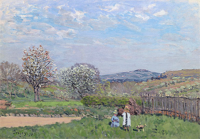 Children Playing in the Meadow, 1873 | Alfred Sisley | Giclée Leinwand Kunstdruck