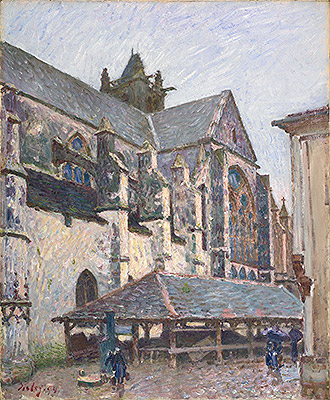 The Church at Moret in the Rain, 1894 | Alfred Sisley | Giclée Leinwand Kunstdruck