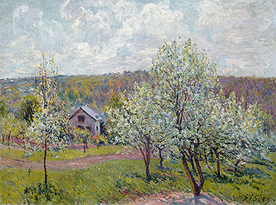 Spring in the Environs of Paris, Apple Blossom, 1879 | Alfred Sisley