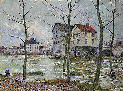 The Mills of Moret - Winter, 1890 | Alfred Sisley | Giclée Canvas Print