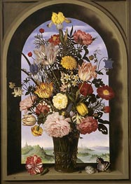 Bouquet in an Arched Window, c.1618 von Ambrosius Bosschaert | Leinwand Kunstdruck