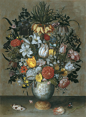 Chinesische Vase mit Blumen, Muscheln und Insekten, c.1609 | Ambrosius Bosschaert