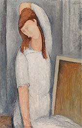 Porträt von Jeanne Hébuterne, linker Arm hinter dem Kopf, 1919 von Modigliani | Leinwand Kunstdruck