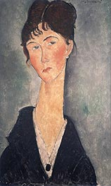 Frau mit Halskette, 1918 von Modigliani | Leinwand Kunstdruck