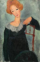 Frau mit roten Haaren, 1917 von Modigliani | Leinwand Kunstdruck