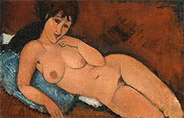 Akt auf blauen Kissen, 1917 von Modigliani | Leinwand Kunstdruck