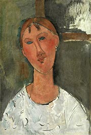 Mädchen im weißen Hemd, c.1915 von Modigliani | Leinwand Kunstdruck