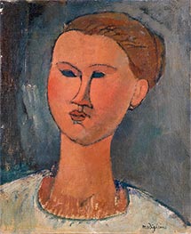 Kopf einer jungen Dame, 1915 von Modigliani | Leinwand Kunstdruck