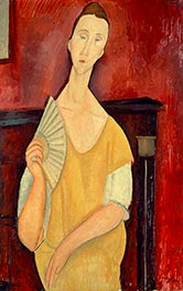 Frau mit Fächer (Lunia Czechowska) | Modigliani | Gemälde Reproduktion