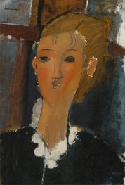 Junge Frau mit Halskrause, n.d. von Modigliani | Leinwand Kunstdruck