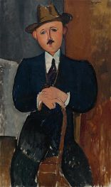Sitzender Mann, n.d. von Modigliani | Leinwand Kunstdruck