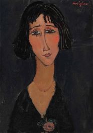 Junge Frau mit Rose (Margherita), 1916 von Modigliani | Leinwand Kunstdruck