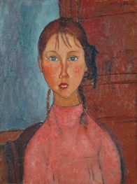 Girl with Pigtails, c.1918 by Modigliani | Art Print