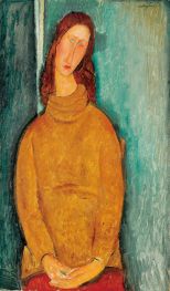 Porträt von Jeanne Hébuterne im gelben Pullover, 1919 von Modigliani | Giclée-Kunstdruck